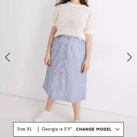 New: Madewell Paperbag Button Front Midi Skirt with Pockets - Picture 3 of 14